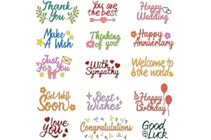 LZBRDY Love You Good Luck Happy Anniversary Best Wishes Words Embossing Metal Cutting Dies for Card Making & Scrapbooking, Birthday Thanksgiving Christmas Craft Die Cuts Stencil