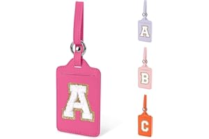 IZUZTA Initial Letter Luggage Tag A for Suitcases TSA Approved, PU Leather Personalized A-Z Luggage Tags with Privacy Cover Name Card, Rose Cute Monogrammed Funny Luggage Tag for Women Kids(1 Pack Letter A)