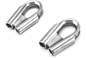 QWORK 12mm 1/2" 304 Stainless Steel Rope Wire Cable Thimble with Gusset for 1/2" or 3/8" Wire or Winch Rope, Black (Pack of 2