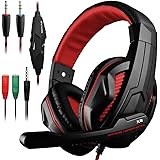 Gaming Headset, Dland 3.5mm verdrahteten Bass Stereo Noise Isolation Gaming-Kopfh&ouml;rer mit Mikrofon f&uuml;r Laptop-Computer, Handy, PS4 und so on- Volume Control (schwarz und rot)
