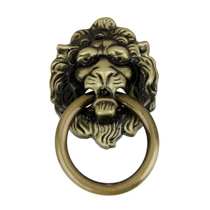 Generic Alloy Vintage Lion Head Pull Handle for Doors, Cabinet, Dresser and Drawer (Brown)