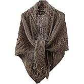 Women's Triangle Knotted Shawl Wraps Casual Knitted Sweater Scarf Retro Cardigan Cape Travel Stoles Shoulder Tops