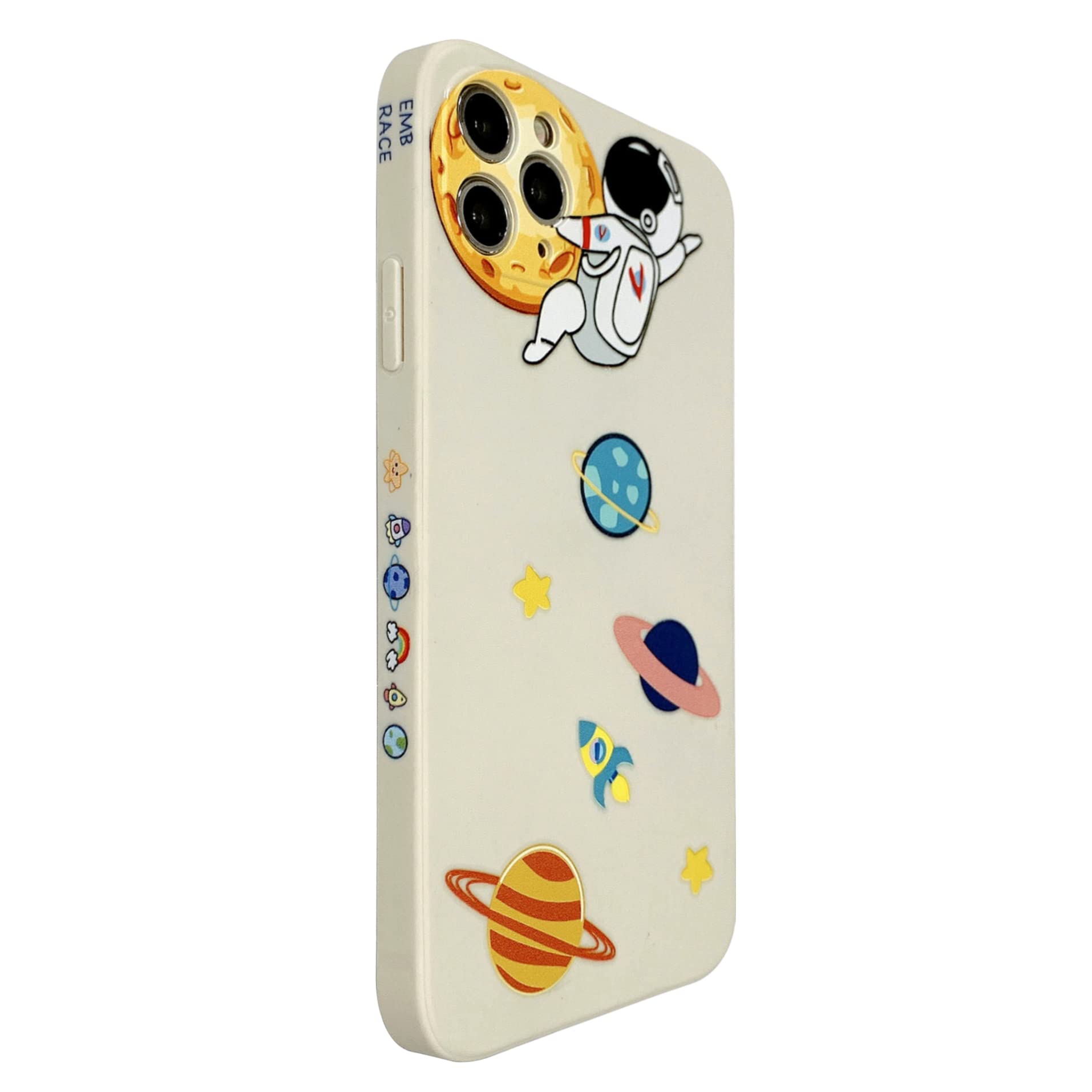 Yonds Queen Compatible with iPhone 13 Case, Cartoon Astronaut Space Planet Cute Design Stylish Bumper Cover Soft TPU Rubber Protective Anti-Slip Shockproof Case(iPhone 13, White Moon) — image 1