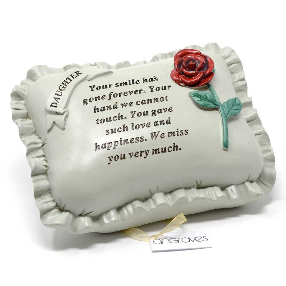 Angraves Special Daughter With Rose Pillow Graveside Ornament Memorial Plaque