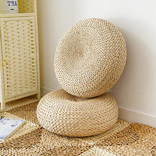 Biback Hand Woven Rush Straw Tatami Bay Window Cushion Thicken Straw Mat Pad for Zen,Yoga Practice - Thumbnail 7