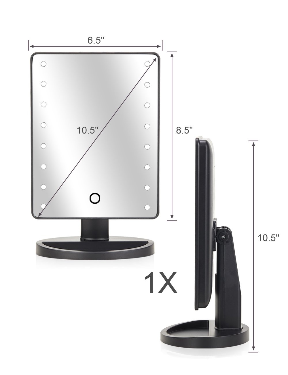 KOOKIN Lighted Vanity Makeup Mirror with 16 Led Lights 180 Degree Free Rotation Touch Screen