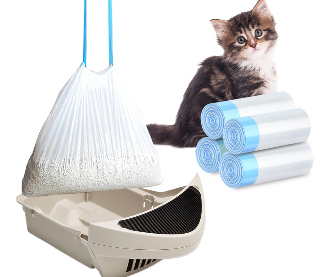 Photo 1 of XUEPETT 80 Pack Cat Litter Bags with Drawstring, Compatible with Litter-Robot 3/4 Heavy Duty Cat Litter Box Liners Waste Bags Replacement