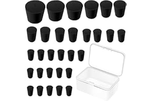 Fortunemee 30 Pack Black Rubber Stoppers, Assorted Solid Lab Plugs Hole Plugs - Sizes 000# to 8#, 11 Varied Sizes Tapered Lab Bungs for Lab, Industrial, and Craft Use