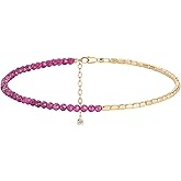 MYEARS Women Beaded Bracelet Gold Gemstone 14K Simple Dainty Handmade Chain Everyday Boho Beach Jewelry