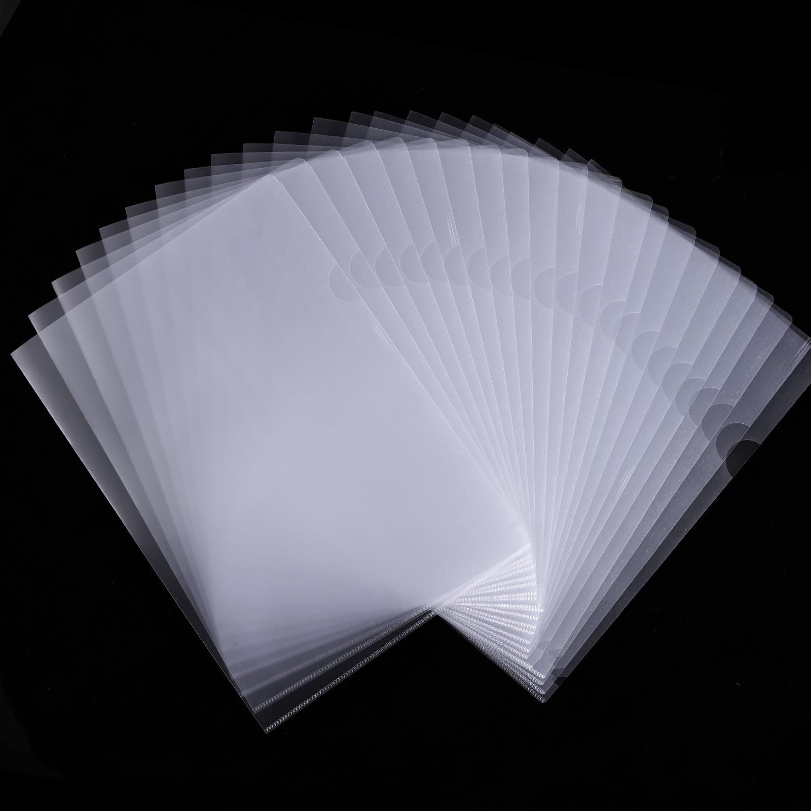 Photo 1 of 100 Pack Plastic Clear Document Folders, Clear Folders for Documents, L-Type Folder Copy Safe Project Pockets, A4 Paper Sleeves Folder in Transparent with 60 Pieces Index Tabs for Office
