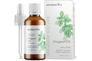 AROMAVITA 100% Pure Greek Oregano Oil - 100% Pure Undiluted Antioxidant - 86-90% Carvacrol - High Potency, Immune Support - Plant-Based, Herbal Supplement - Vegan, Non GMO, Gluten Free,1.7fl.oz/50ml