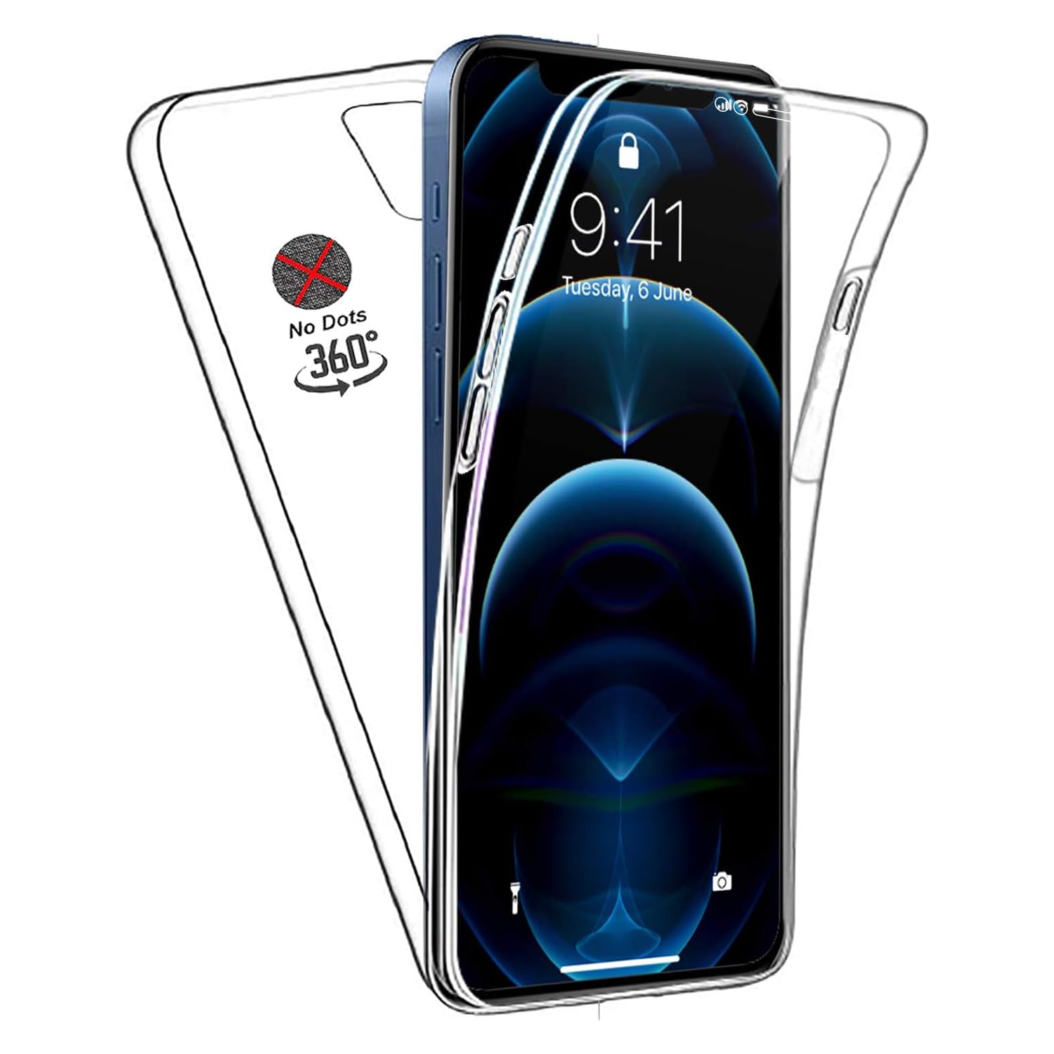 DN-Technology For iPhone 12 Pro Max Case Clear 360 Front and Back [Full Body Protection] [Anti-Scratch] Shockproof Slim Transparent TPU Phone Cover 6.7 inch