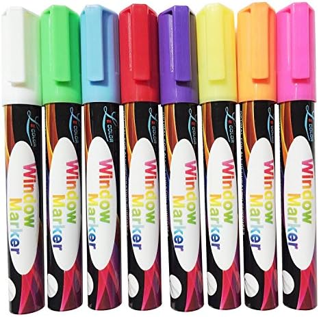 Chalk Markers-Chalk Pens-Liquid Chalk Marker Pen with Reversible Tip-Child Safe- NON-TOXIC-Loved by Teachers, Kids, Artists, Businesses-Use on Chalkboard, Whiteboard, Blackboard, Glass, Bistro