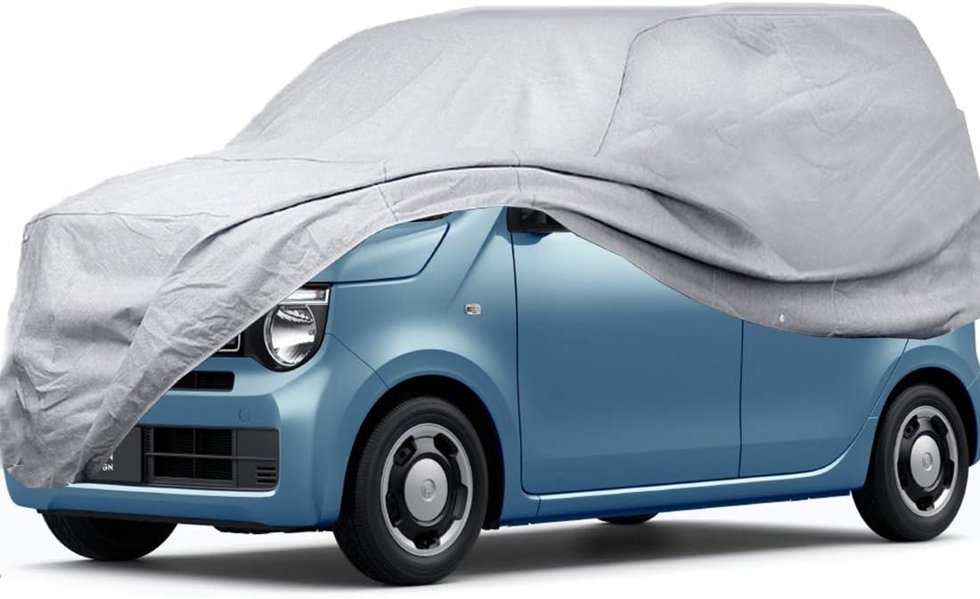 Amazon 車カバー 軽自動車 ボディーカバー カーカバー 4層構造 N Box 自動車 裏起毛 防水防塵防輻射紫外線 370 185 175cm 軽自動車 プラス シルバー 車 バイク 車 バイク
