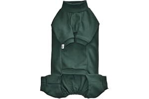 KITIPCOO Sphynx Cat Four Leg Warm Fleece Pajamas Elastic Pet Clothes for Hairless Cats Surgery Recovery Suit for Sphynx, Devon, Cornish (Green, M+ (7-8.6 lbs))