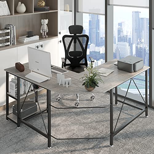 Klvied L Shaped Desk, Large Computer Desk, Office Desk with Storage