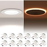 12 Pack 5/6 Inch LED Can Lights with Night Light, Metal 5CCT Retrofit Recessed Lighting Selectable 2700K-6000K Dimmable, 12W=75W, 1200LM Downlight with Metal Smooth Trim - ETL and Energy Star