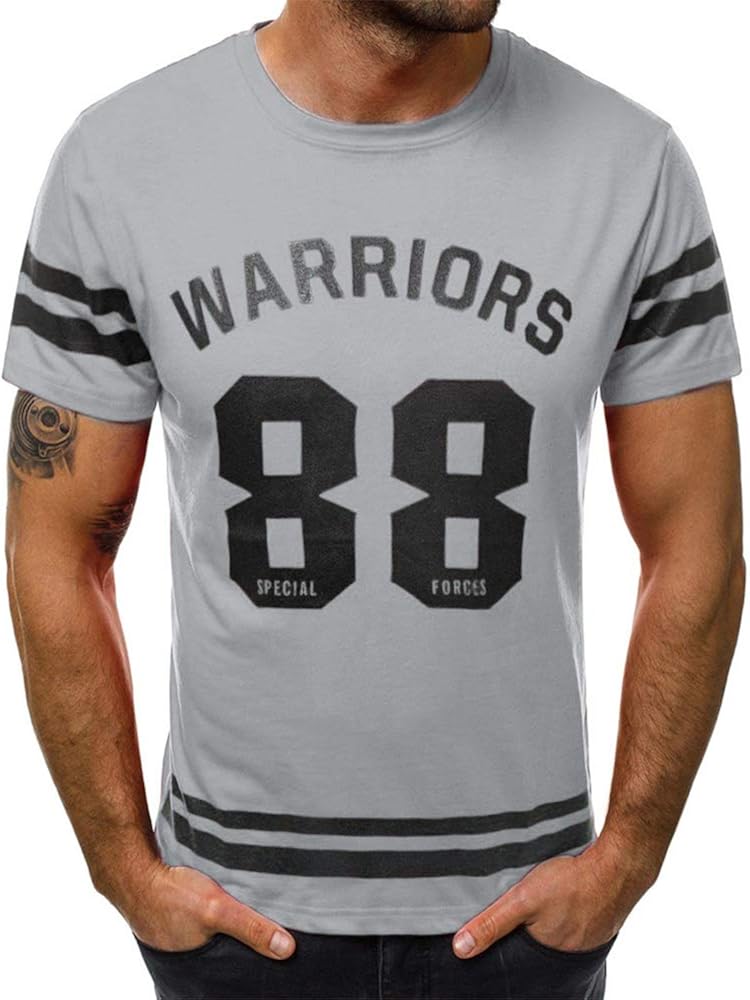 Aniywn Men's T-Shirt Summer Loose O-Neck Letters Printed Shirt Short Sleeve Top Casual Streetwear