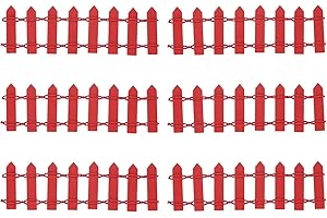 M METERXITY 6-Pack Miniature Fairy Garden Fence, 3.74 Inch 9.5x3cm Wooden DIY Small Wood Decorative Picket Fence for Dollhouse/Crafts/Diorama Project, Micro Landscape Ornaments [Red]