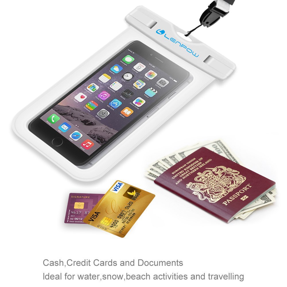 LENPOW Universal Waterproof Case, IPX8 water proof phone Pouch Underwater Cellphone Dry Bag With Neck Strap for iPhone X 8 7 6 6s Plus 5s Samsung Galaxy S9 S8 Edge Note Google Pixel LG HTC Sony MOTO