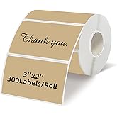 Starboling 3" x 2" Thermal Labels,Self-Adhesive Rectangle Thermal Printer Sticker,for Price,Barcode,Mailing,Name（Brown）