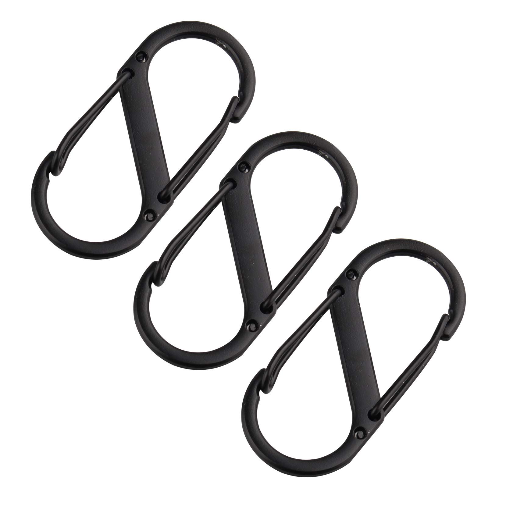 Jopto 3PCS S Shape Ring Locking Carabiner Keychain Spring Clip Lock Buckle Key Holder Metal Backpack Clasps S-Biner Climbing Hook Tactical Survival Designed for Hiking Fishing Camping Outdoor