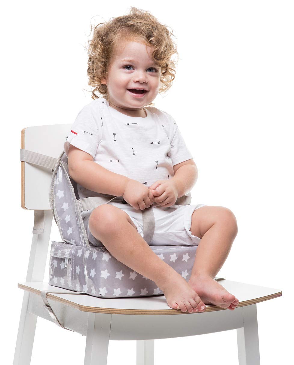 Baby-To-Love Easy Up, Portable Baby Feeding Chair Cushion and Booster Seat for Toddler (White Stars)