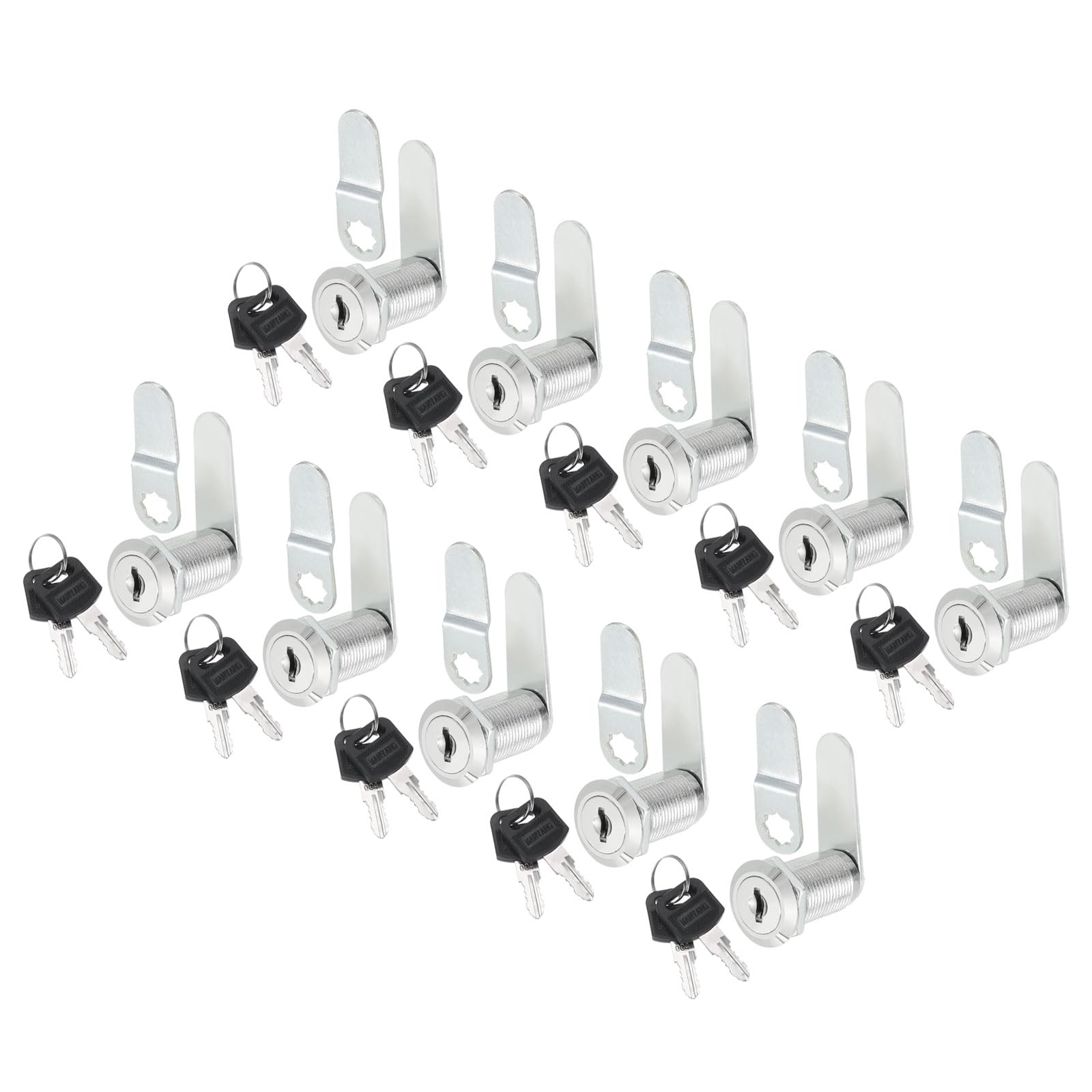 PATIKIL 1-1/8" Cam Locks with Keys, 10 Pack File Drawer Secure Storage Tool Box Mailbox Replacement Lock Keyed Different for Outdoor Toolbox, Silver Tone
