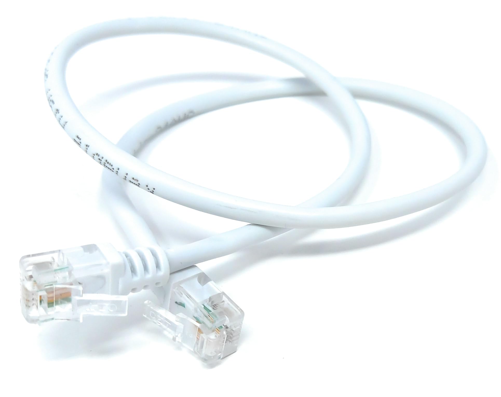 DRUT 50cm RJ11 to RJ11 ADSL 2 High Speed Broadband Modem Telephone Cable Transmits Data Up to 100 Mbits/sec, 26 AWG Supports Analogue or Digital (DSL/ISDN) Applications (0.5m, White)