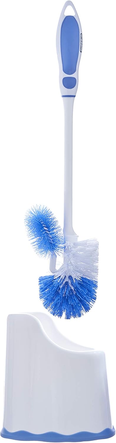 Superio Toilet Scrubber Brush and Holder Under Rim Lip Brush with Storage Caddy, Toilet Scrub Brush Bowl Wand Cleaner Scrubbing Wand, Bathroom Cleaning Commode Brush (Blue): Home & Kitchen