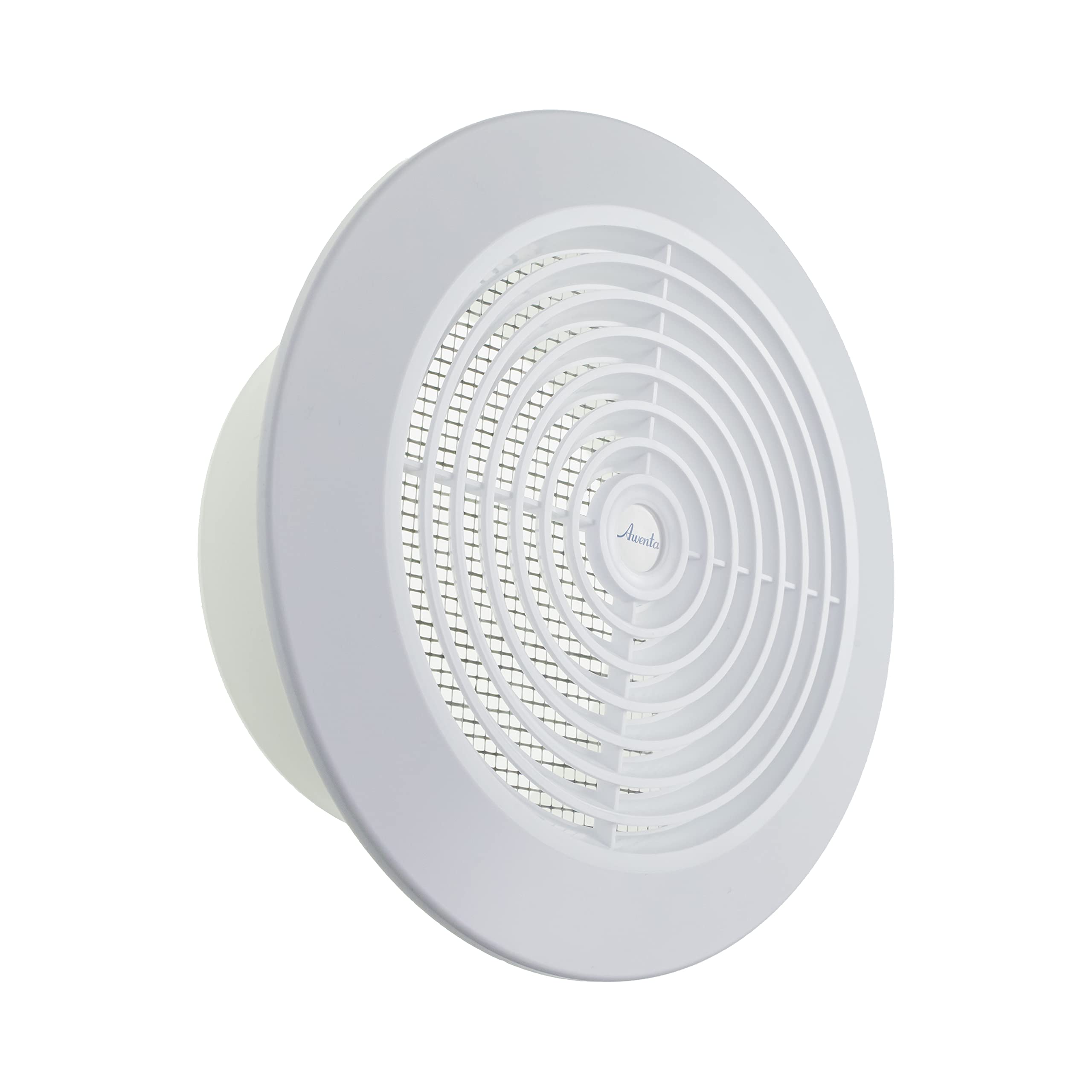 Vent Systems 100 mm / 3.94'' Inch - White - Plastic - Dismantable Ceiling Grille - Round Air Vent Louver - Grill Cover - Nylon Screen - HVAC Vents for Bathroom, Home Office, Kitchen