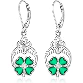 Shamrock St Patricks Day Earrings for Women Sterling Silver Celtic Knot Irish Four Leaf Clover Earrings Valentine Day Shamrock Jewelry Gifts