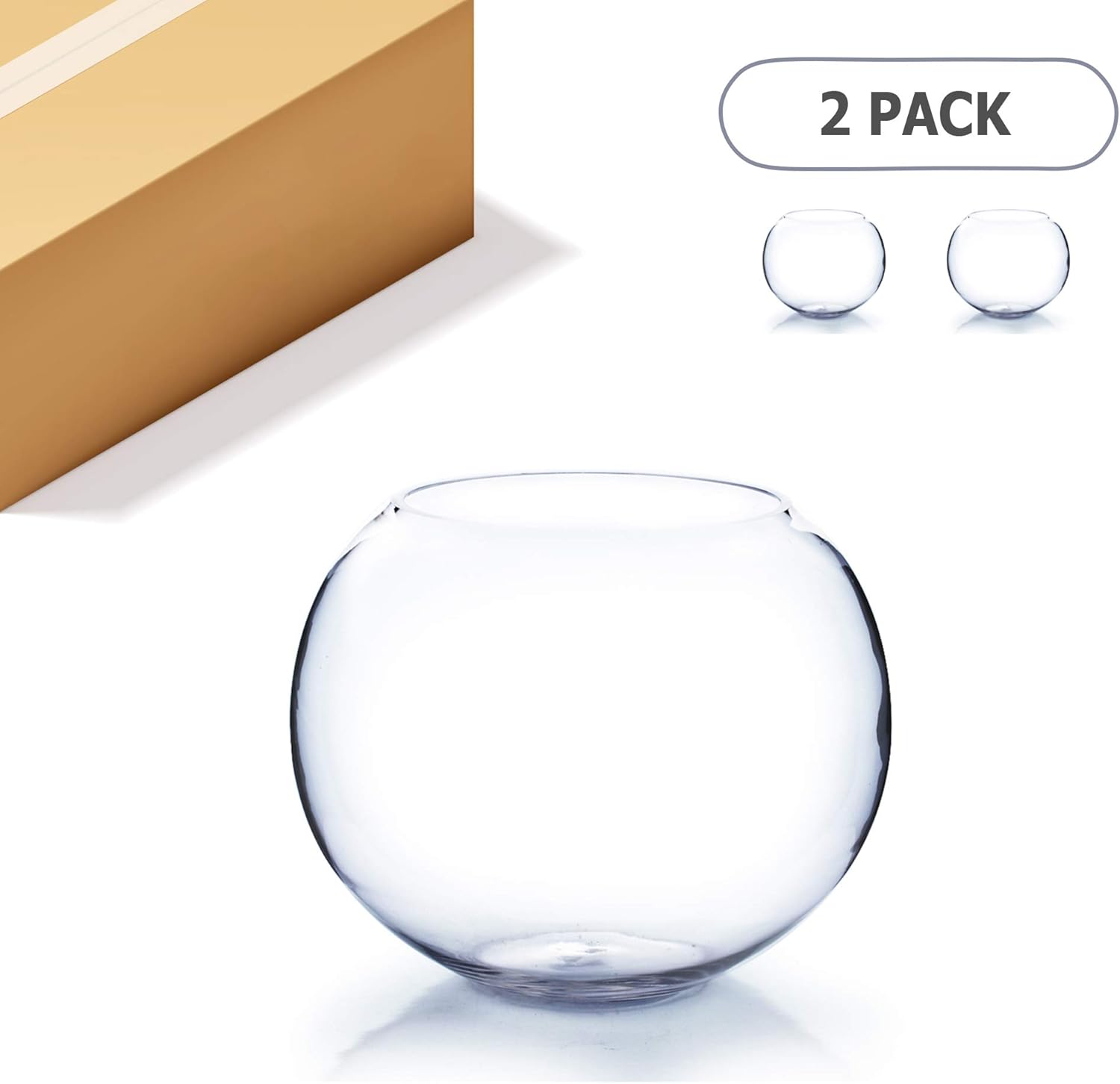 WGV Large Bowl Glass Vase Bulk, Diameter 12", Height 10