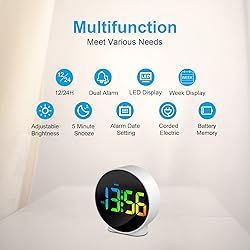 Deeyaple Small Digital Alarm Clock LED Desk Travel