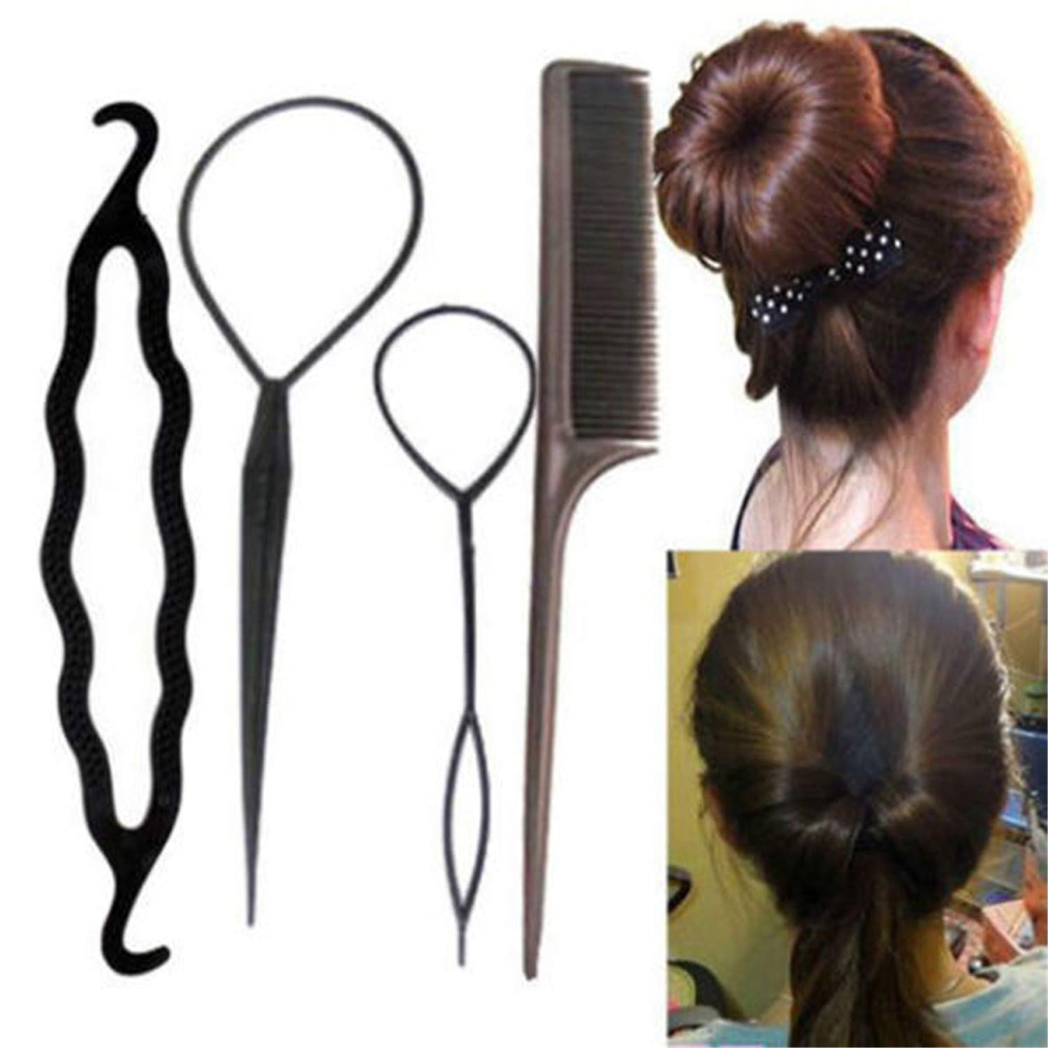 Amazon Com 4pcs Set Black Plastic Diy Styling Tools Pull Hair