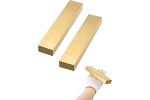 Pelopy 2 Pcs Metal Brass Square Bar Solid Brass Flat Bar Stock for Knife Making, DIY Crafts (0.4 x 1 x 10 Inches)