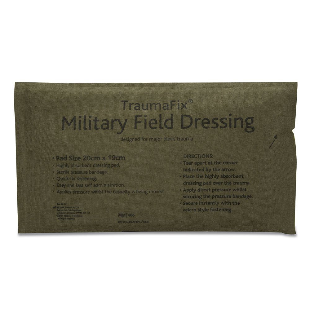 Reliance Medical Trauma Fix Sterile Military Dressing Pad Built-in Pillow, Amazing Fluid Absorption, Water Proof Fabric, Camo Packaging, Absorbs 10x More Than It's Weight (20 cm x 19 cm, Pack of 10)