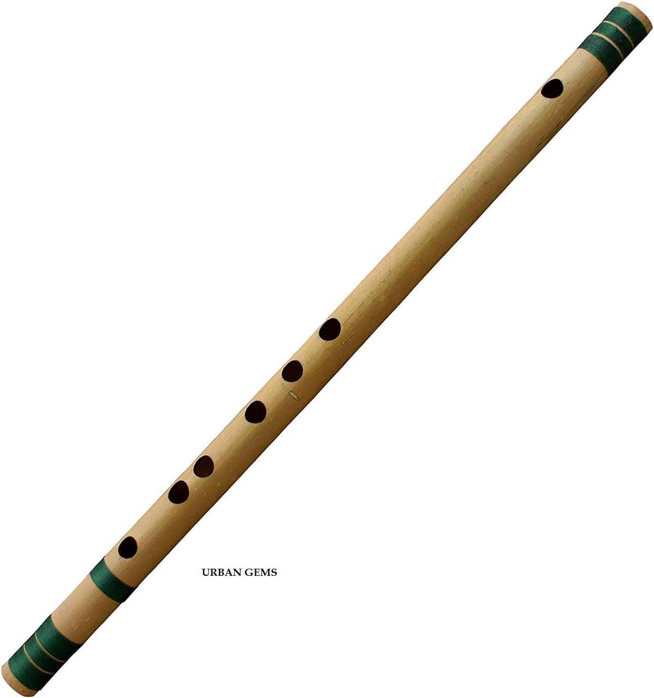 URBAN GEMS Indian Wooden Bamboo Flute in 'C' Key Fipple Woodwind Musical Instrument Recorder Traditional Bansuri Crafted Novelty Gifts Him Her Kids 19 inch
