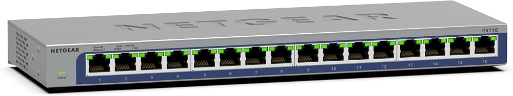 NETGEAR GS116UK 16 Port Gigabit Ethernet Network Switch Hub Desktop ProSAFE