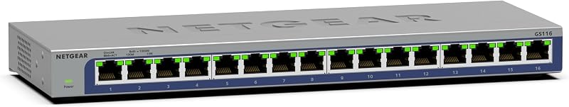 NETGEAR GS116UK 16 Port Gigabit Ethernet Network Switch Hub Desktop ProSAFE
