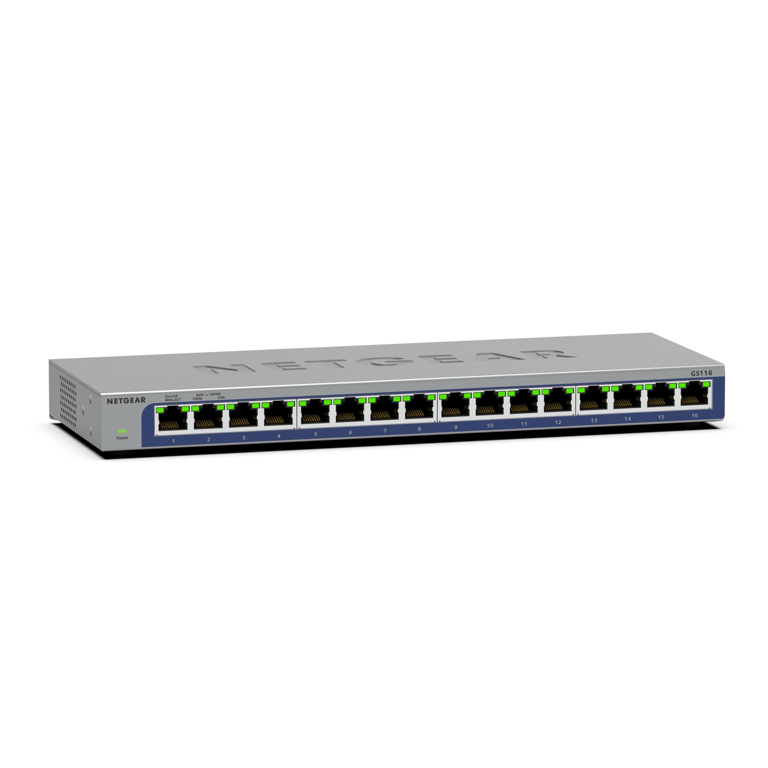 NETGEAR GS116UK Gigabit Ethernet Network Switch, Hub, Desktop and ProSAFE Lifetime Protection, 16 Port