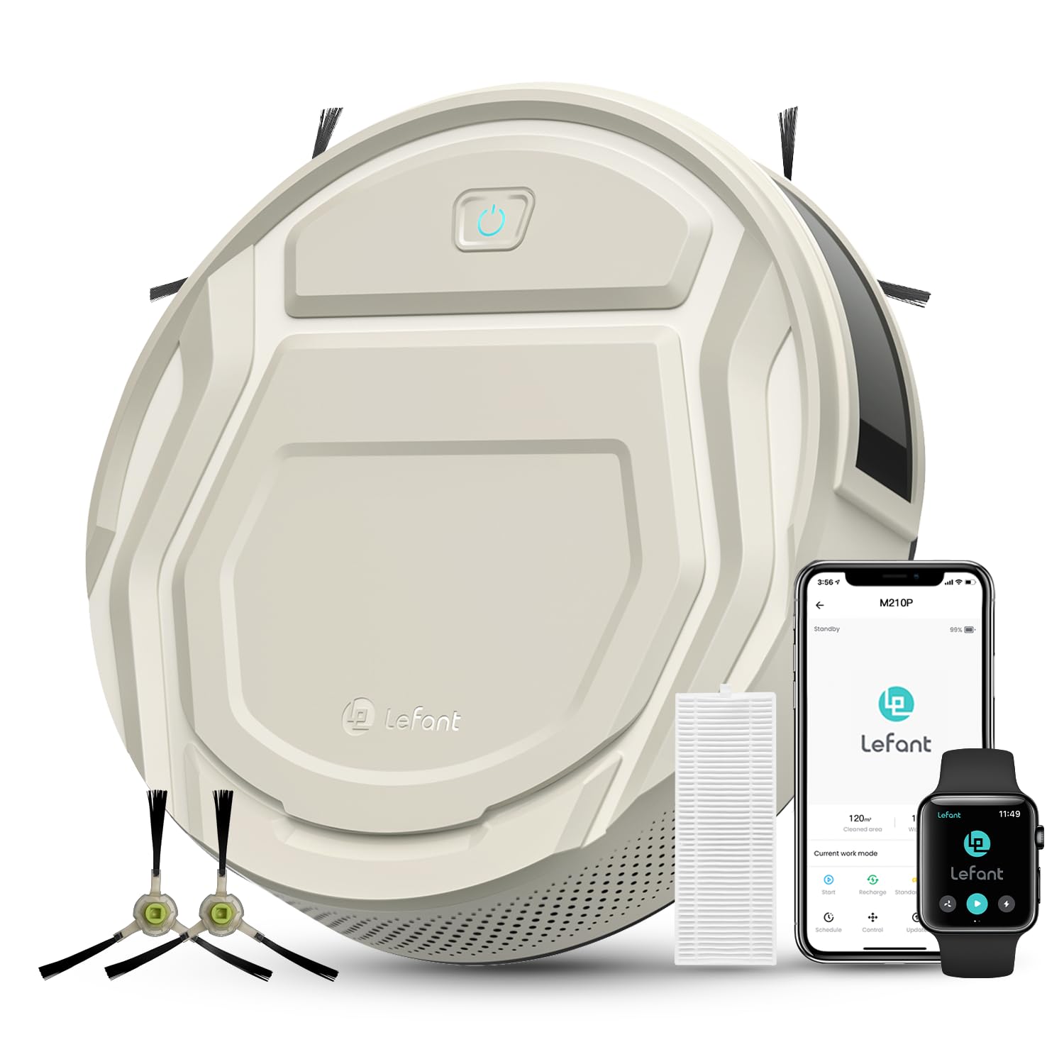 Photo 1 of Lefant Robot Vacuum, Slim Quiet, 3 Adjustable Strong Suction Levels, Robot Vacuum Cleaner Ideal for Pet Hair Hard Floor and Daily Cleaning, WiFi/App/Alexa/iWatch Control, M210 Pro