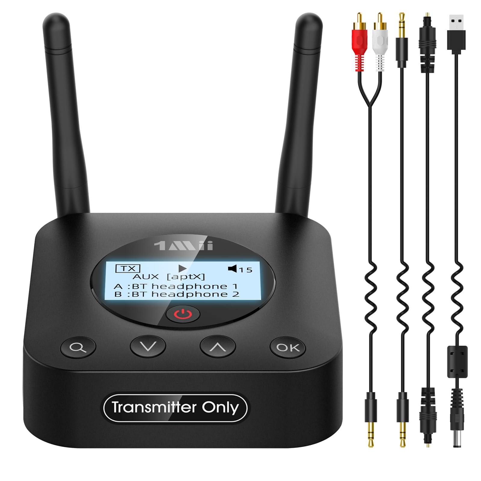 Photo 1 of 1Mii B06TX+ Long Range Bluetooth 5.2 Transmitter for TV/PC/Projector to 2 Wireless Headphones/Speakers, Bluetooth Adapter for TV w/Screen Display, Plug n Play, aptX Low Latency & Adaptive & HD Audio