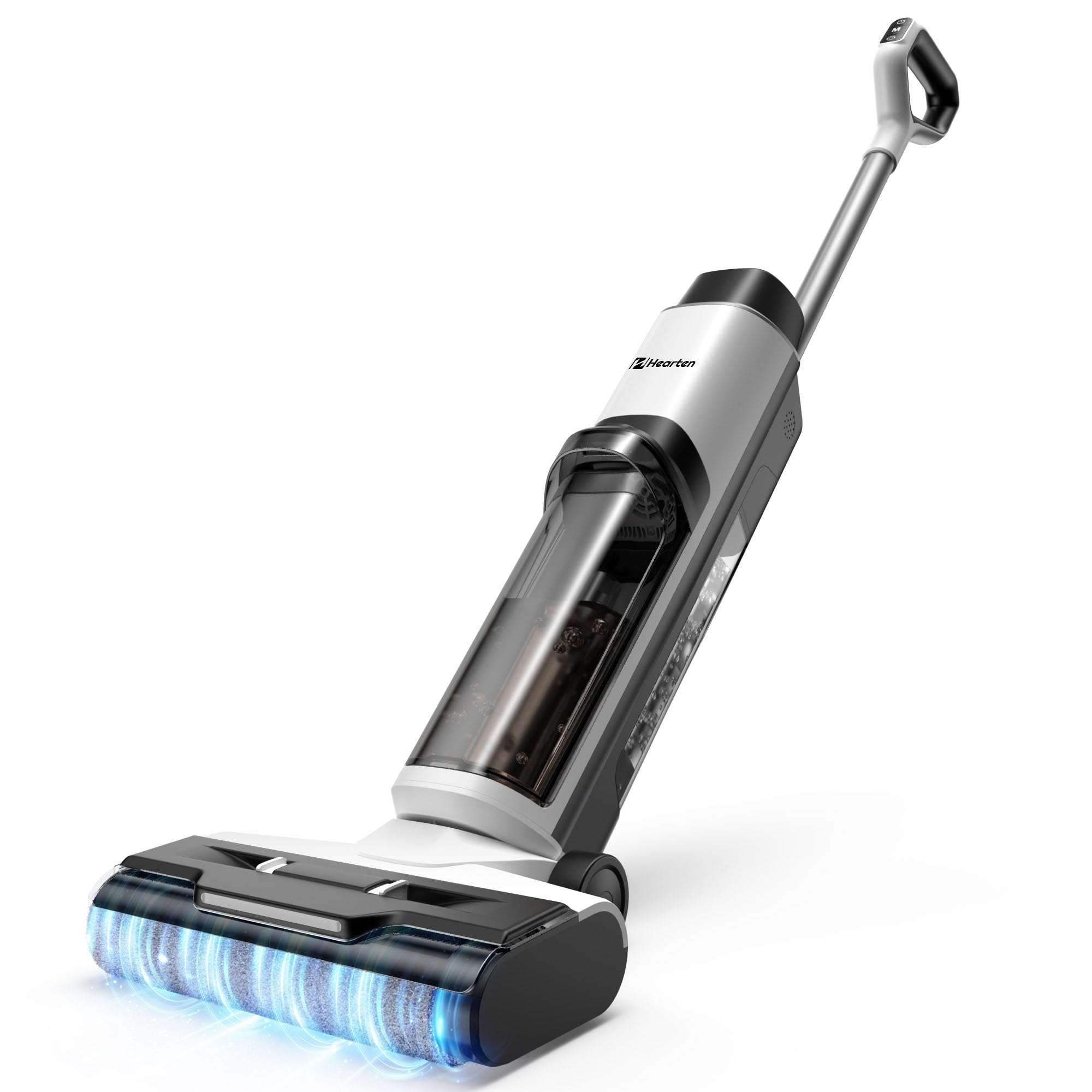 Hearten Nass Trockensauger, 25 kPa, mit Wasserelektrolyseur zur Desinfektion, Selbstreinigung, Sprachansage, Randreinigung, LED-Display, Bürstenloser Motor, Geräuscharm, Haushalte