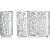 Mikasa Color Swirl White Gray Set of 4 Highball Tall Beverage Glasses, 18 ounces