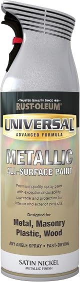 Rust-Oleum 400ml Universal Metallic Spray Paint Aerosol Satin Nickel Interior view 6
