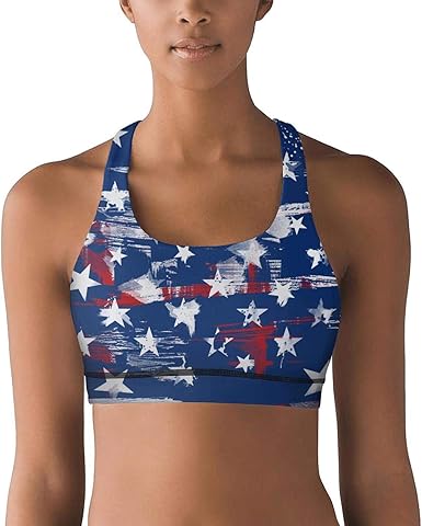 US American Flag SRAE Texture Womens Sports Bra Mesh Ultrasoft at
