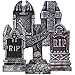 17” Halloween Foam RIP Graveyard Tombstones (Pack of 5)-Lightweight RIP Tombstone with 8 Metal Stakes for Halloween Decorations
