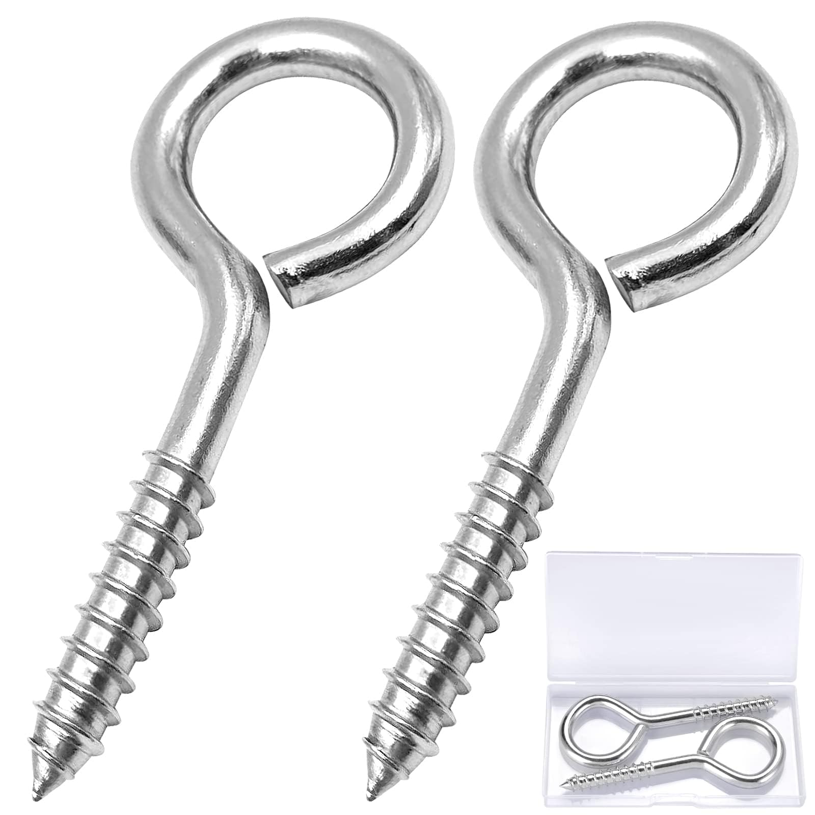 YGAOHF 5 Inch Large Eye Hooks - Solid Stainless Steel Eye Hooks Screw in Heavy Duty, 500LBS Capacity, Self Tapping Eyelet for Heavy-Duty Applications, Indoor & Outdoor — image 1