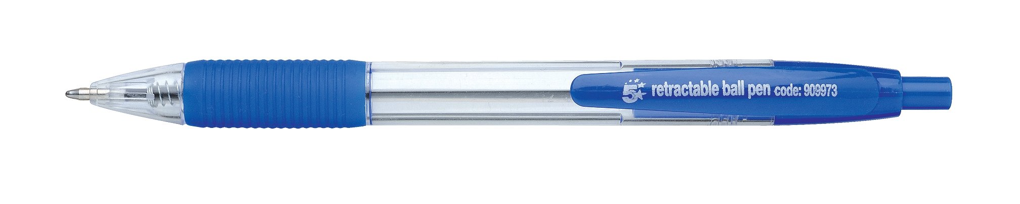 5 Star Ball Pen Retractable Medium 1.0mm Tip 0.4mm Line Blue [Pack of 10]